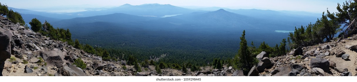 Mt. Mcloughlin Hiking Trail In Southern Oregon. Breathe Taking Scenery As Far As The Eye Can See. Green Trees And Fresh Air. The Summit Is At An Elevation Of 9,495. Stunning View In Every Direction. 