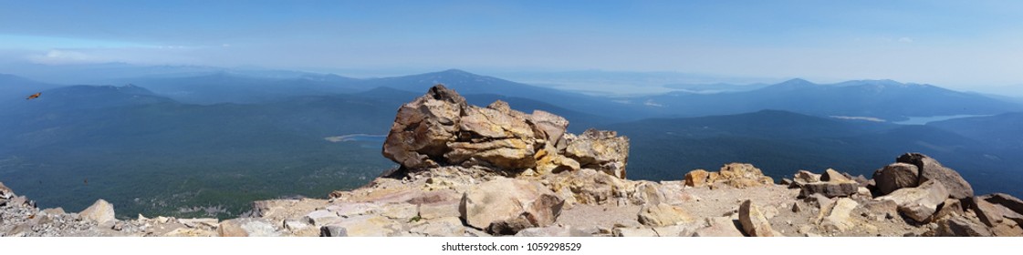 Mt. Mcloughlin Hiking Trail In Southern Oregon. Breathe Taking Scenery As Far As The Eye Can See. Green Trees And Fresh Air. The Summit Is At An Elevation Of 9,495. Stunning View In Every Direction. 