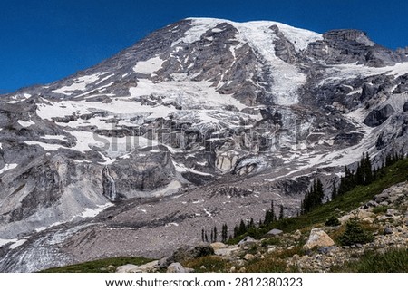 Mt. Rainer with a waterfall 