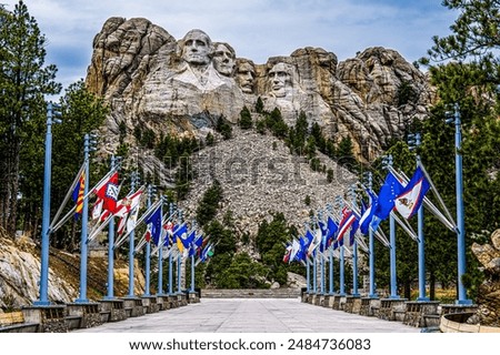 Mt Rushmore and State Flags