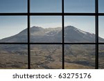 Mt. Saint Helens seen from windows of the Johnston Ridge Visitors Center