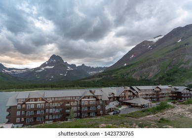 Mt Wilbur And Many Glacier Hotel On Cloudy Morning