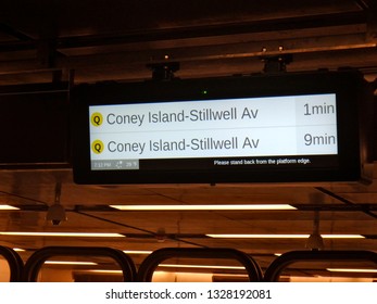 MTA Countdown Clocks At 96th Street Q Train Subway Station 