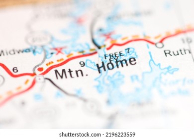 Mtn. Home. Arkansas. USA On A Geography Map