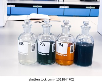 Muang, Phitsanulok / Thailand - August 24, 2019: BOD Bottle For Analysis Biochemical Oxygen Demand In Wastewater Sample, Precipitation With Solvent In Flask, Can Use As A Science Background. 