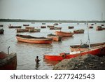 Too much fishing boats located at tapi riverfront
