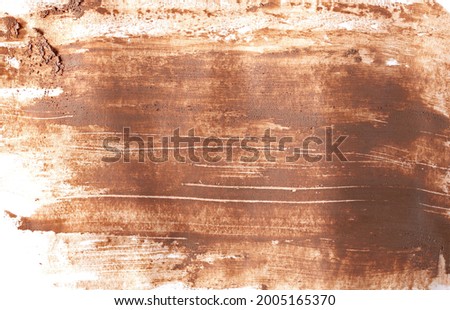 Mud, clay dirt stains texture isolated on white background, top view with clipping path