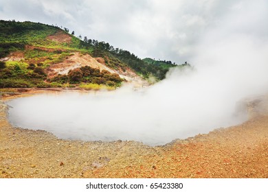 Mud Crater Sikidang At Plateau Dieng. Java