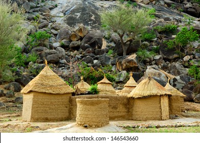 Mud house in the Man dara Mountains region of Cameroon, West Africa. The Mandara Mountains are a volcanic range extending about 200 kilometer along the northern part of the Cameroon-Nigeria border. 