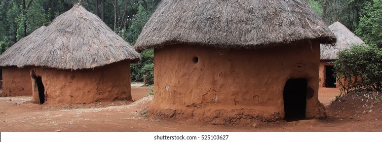 Mud Huts In Traditional Kenyan Village