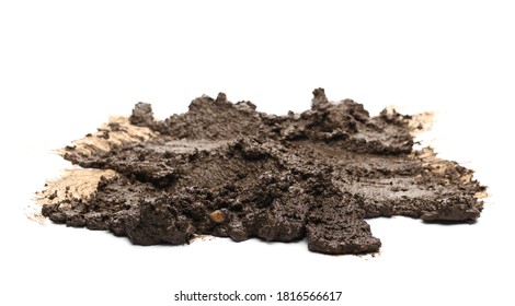 Mud pile isolated on white background, side view