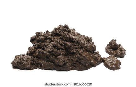 Mud pile isolated on white background, side view