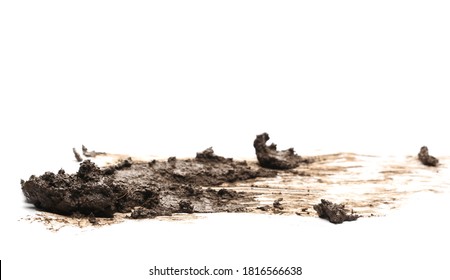 Mud Pile Isolated On White Background, Side View