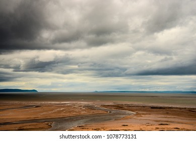 Mud Plains Of Tidal Bore In Nova Scotia's Bay Of Fundy At Low Tide