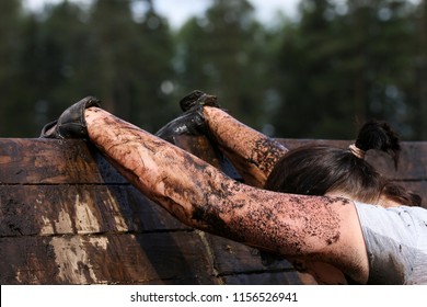 Mud Race Runners During Extreme Obstacle Races