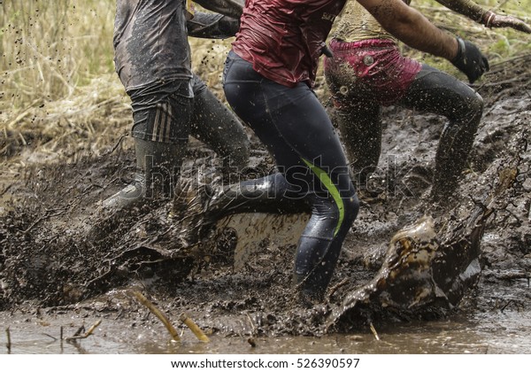 Mud Race Runnersman Running Mud Stock Photo 526390597 | Shutterstock