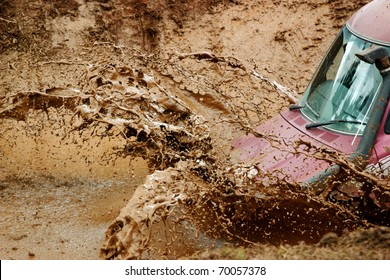 Mud Splashing Off An Off Road Vehicle