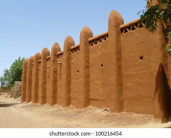 Mud walled palace of local chief in a village in the West African nation of Mali.