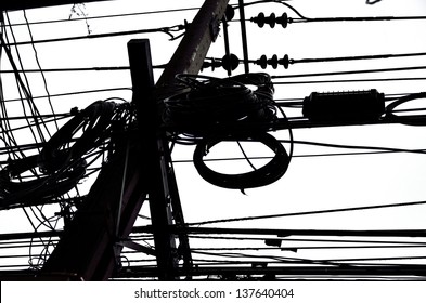 Muddle wire on electrictity post in Thailand