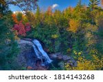 Muddy Creek Falls at Swallow Falls State Park during the Fall Season Sunset in Deep Creek Lake Region, Maryland