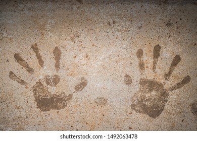 Muddy Hand Print On The Wall Background