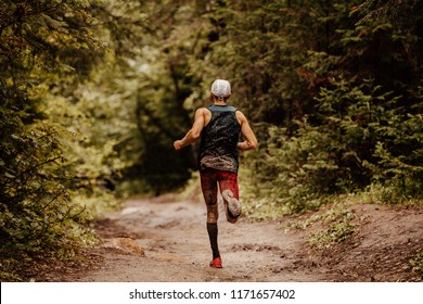 Muddy Man Runner Running Autumn Trail Forest