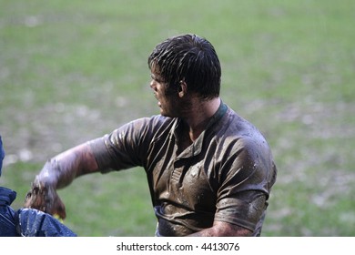 Muddy Rugby Player