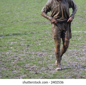 Muddy Rugby Union Player