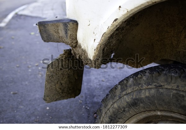 Muddy\
and rusty car wheels, transport and vehicle,\
travel