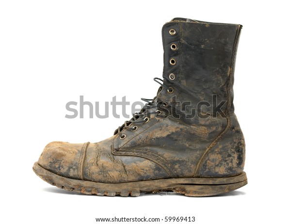 Muddy Steelcap Boots Isolated On White Stock Photo 59969413 | Shutterstock