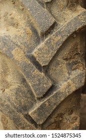 Muddy Tractor Tire Pulled Upright