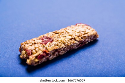 Muesli Bar On A Deep Blue Background