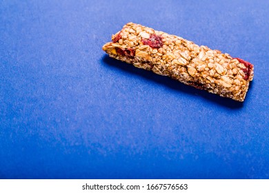 Muesli Bar On A Deep Blue Background