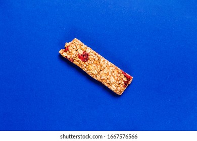 Muesli Bar On A Deep Blue Background