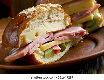 Muffuletta - Type Of Round Sicilian Sesame Bread And A Popular Sandwich,New Orleans, Louisiana 