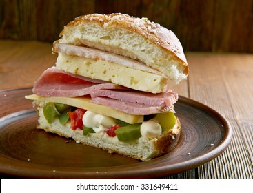 Muffuletta - Type Of Round Sicilian Sesame Bread And A Popular Sandwich,New Orleans, Louisiana 