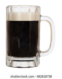 Mug Of Dark Stout Beer Isolated On A White Background With A Clipping Path