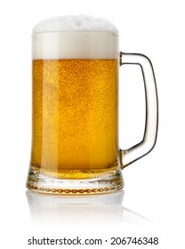 Mug Fresh Beer Isolated. Clipping Path 