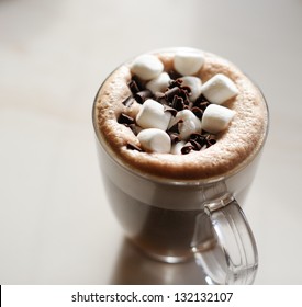 Mug Of Hot Chocolate With Marshmallows On Table