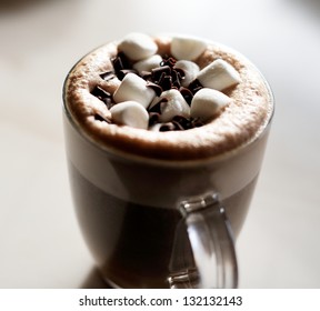 Mug Of Hot Chocolate With Marshmallows On Table