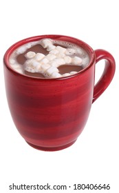 Mug Of Hot Cocoa With Marshmallows, Cutout, Isolated On White Background