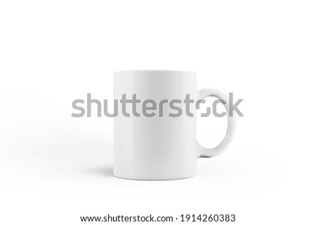 Mug Mockup with white background.Clipping path. Close up of white mug mockup isolated on white background view. Blank Mug. Blank product. Coffee cup mockup. Mug ceramic blank