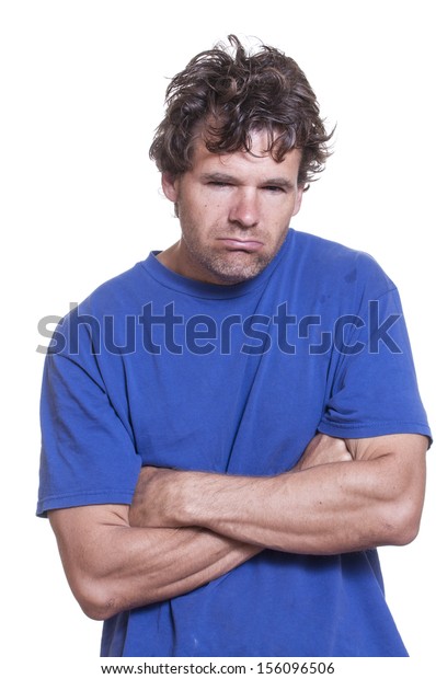 Mug Shot Messy Scruffy Drunk Caucasian Stock Photo Edit Now 156096506