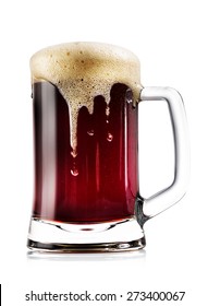 Mug Thick Dark Beer With Foam Isolated On White Background