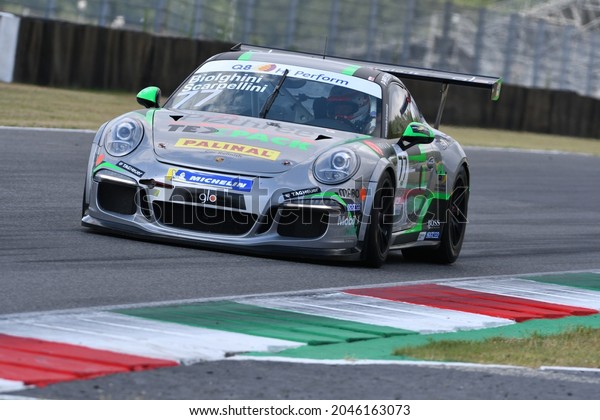 Mugello Circuit, Italy - 2 July 2021\
Porsche 911 in action at Mugello Circuit during Italian Porsche\
Carrera Cup Championship event driven by\
Biolghini