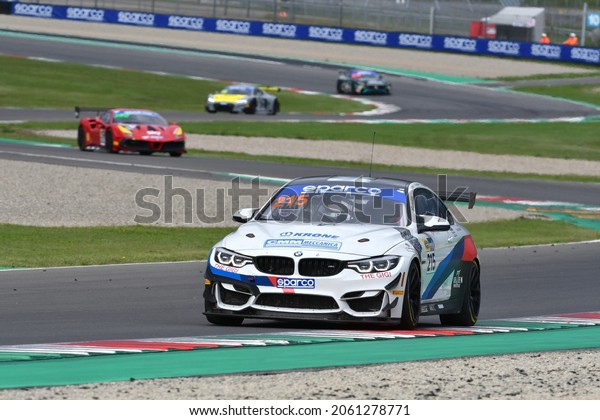 Mugello Circuit,\
Italy - October 8, 2021: BMW M4 GT4 of Team Ceccato Motor drive by\
Neri - Fascicolo during Qualifyng session of Italian Championship\
GT in Mugello Circuit.