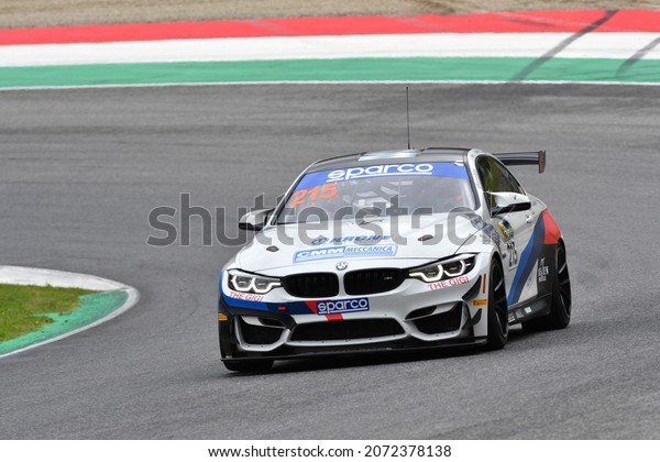 Mugello Circuit,\
Italy - October 8, 2021: BMW M4 GT4 of Team Ceccato Motor drive by\
Neri - Fascicolo during Qualifyng session of Italian Championship\
GT in Mugello Circuit.