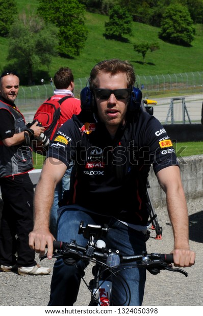 MUGELLO, ITALY 2012: Sebastian Vettel of Red Bull
Racing F1 Team during Formula One Teams Test Days at Mugello
Circuit on May, 2012 in
Italy.