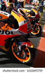 Mugello - Italy, 31 May 2019: Honda RC213v Of Repsol Honda Team Of Rider Marc Marquez In The Pitlane During The Italian GP In 2019 In Italy