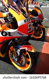 Mugello - Italy, 31 May 2019: Honda RC213v Of Repsol Honda Team Of Rider Marc Marquez In The Pitlane During The Italian GP In 2019 In Italy